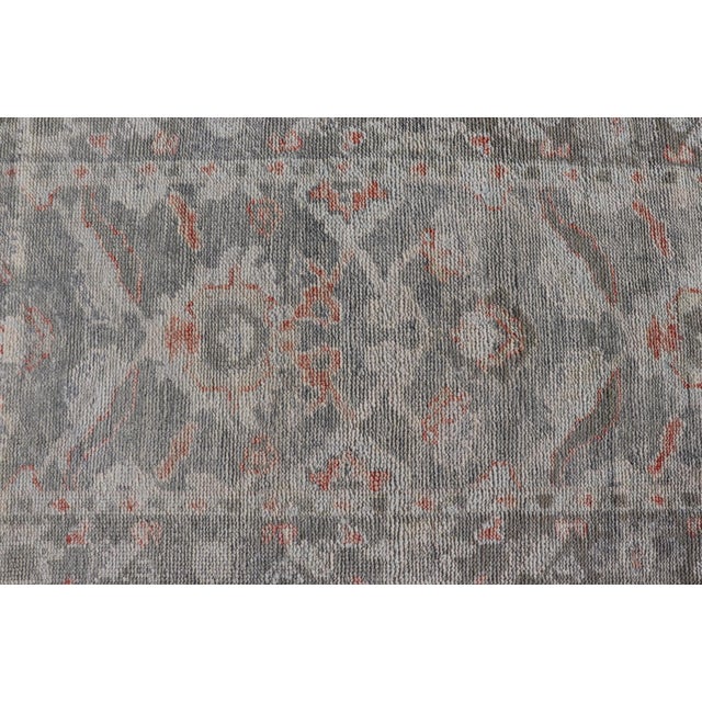 Textile All-Over Floral Design Turkish Oushak Rug in Soft Gray and Blush Tones For Sale - Image 7 of 10