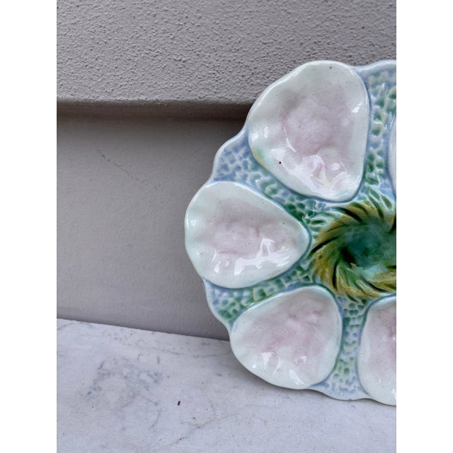 French French Majolica Oyster Plate Orchies, Circa 1900 For Sale - Image 3 of 4