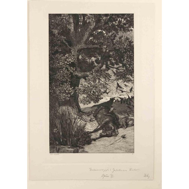 Max Klinger, Fallen Rider, 1881, Etching For Sale