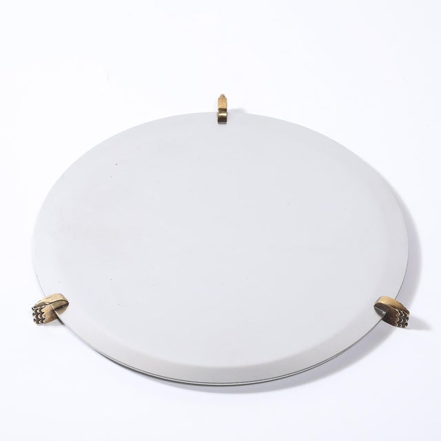 1930s Art Deco Aluminum Serving Tray With Sculptural Brass Supports For Sale - Image 5 of 14