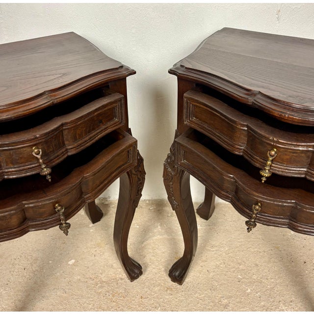 Pair of French Louis XV Style Nightstands, Mid-20th Century For Sale - Image 13 of 15