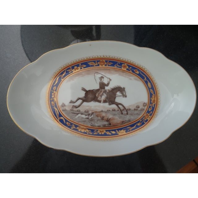 Ceramic Late 20th Century Mottahedeh Collectible Equestrian Lobed Plates, Set of 3 For Sale - Image 7 of 9