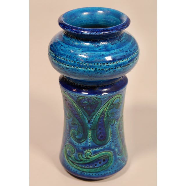 1950s Mid Century Italian Rimini Blue Bitossi Pottery Vase For Sale - Image 5 of 9