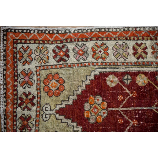 Red Vintage Distressed Oushak Rug Runner - 2'7" X 5'3" For Sale - Image 8 of 11