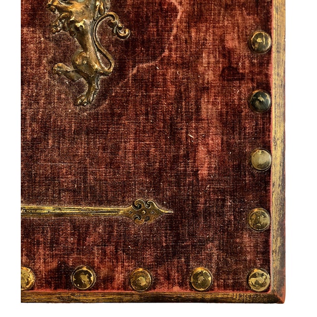 Burgundy Gothic Revival Velvet-Covered Document Presentation Portfolio For Sale - Image 8 of 12