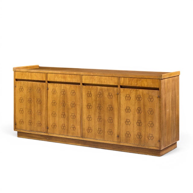 Mid-Century Modern John Widdicomb Mid Century Walnut Clover Credenza For Sale - Image 3 of 10