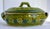 A beautiful and rustic Tonala or San Pedro Tlaquepaque hand-made and hand-painted low-fire terracotta lidded casserole...