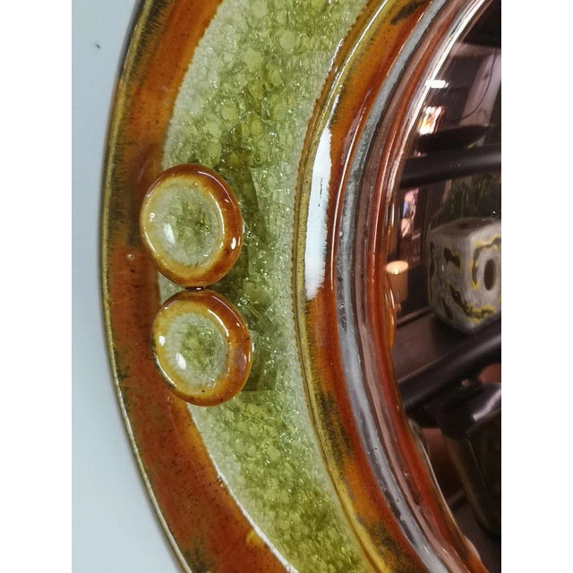 Mid-Century Modern Mid-Century Modern Ceramic Wall Mirror by Gyula Vegvari, 1970s For Sale - Image 3 of 6