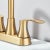 Metal Brushed Gold Bathroom Sink Faucet 3 Holes 4in Centerset Vanity Mixer With Drain For Sale - Image 7 of 11