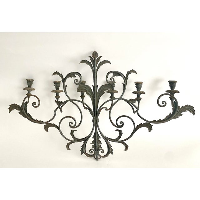 1960s Italian Hand-Painted Candelabra Wall Sconce For Sale - Image 9 of 11