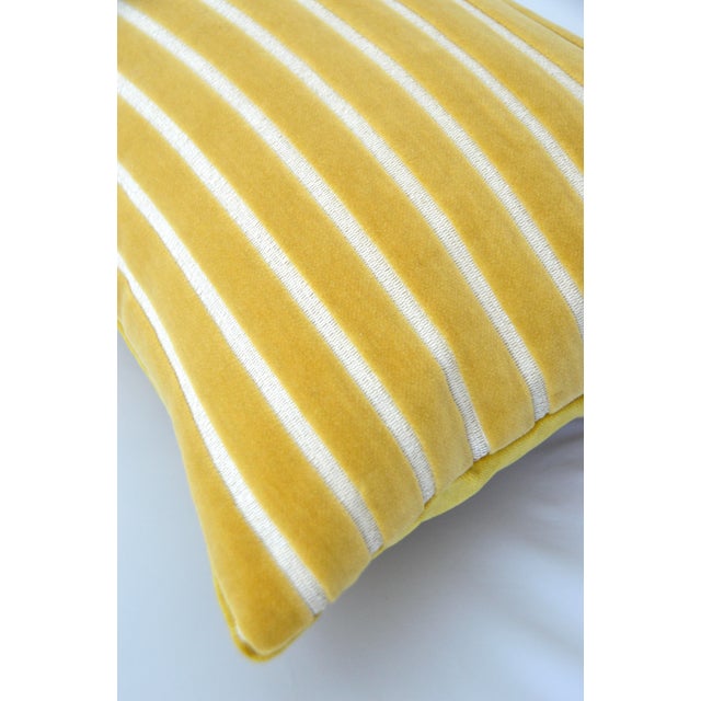 Contemporary FirmaMenta Ochre Small Stripes Raffia Style Cotton Velvet Square Pillow For Sale - Image 3 of 7