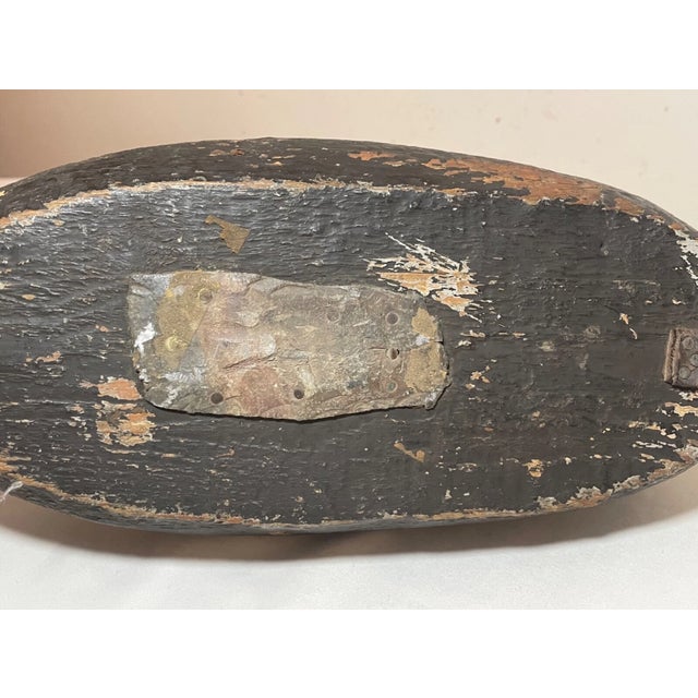 Antique Hand Carved Wood Folk Art Mallard Duck Decoy Shore Bird Sculpture Black For Sale - Image 12 of 12