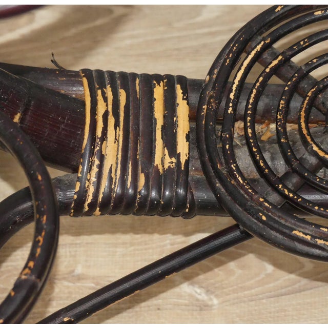 Bamboo Flower Stand with Shelf Bamboo Wood & Rattan Flower Stand, 1960s For Sale - Image 13 of 14