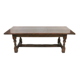 19th Century English Oak Trestle Farm Table For Sale