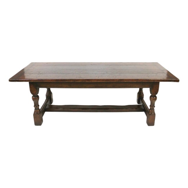19th Century English Oak Trestle Farm Table For Sale