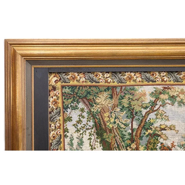 Green Galante Scene Tapestry, 1940s For Sale - Image 8 of 9