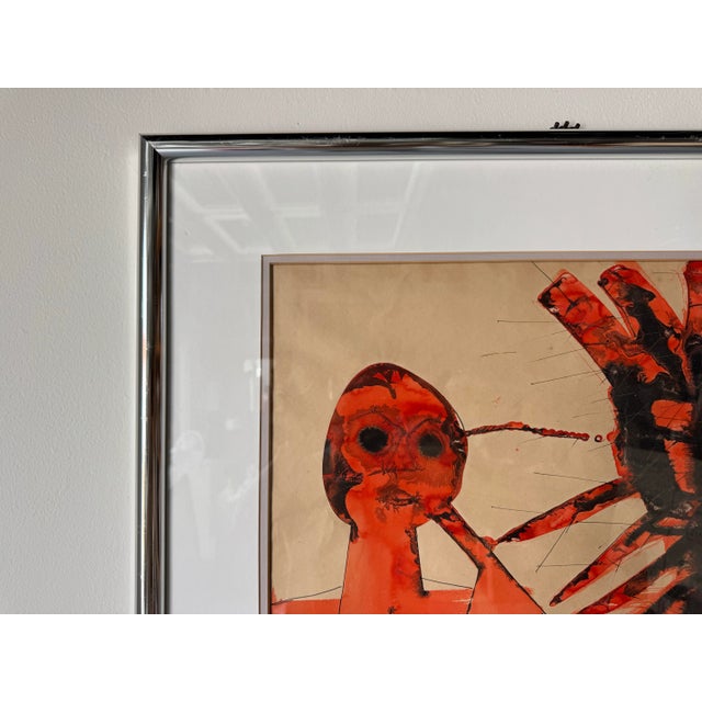 1970s Vintage Expressionist-Style Abstract Gouache - Watercolor Painting, Framed For Sale - Image 4 of 12