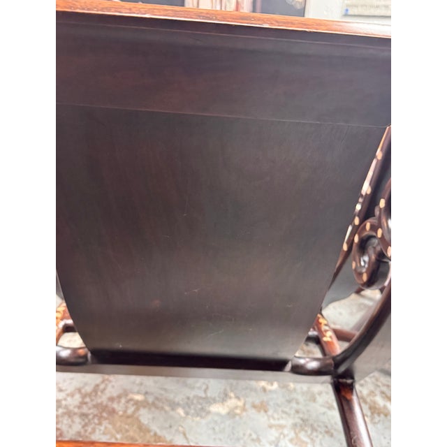 Vintage Chinoiserie Mother-of-Pearl Moon Gazing Recliner Chairs, Pair For Sale - Image 4 of 12