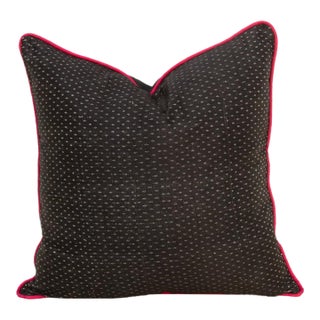 Tamas Black Dotted Ahir Handloom Pillow For Sale