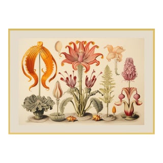 30' X 21.4' Watercolor Botanical Print in High-End Custom Gilt Wood Frame - Hortus Floridus Style For Sale