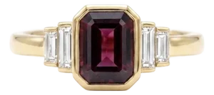 Garnet Emerald Cut Statement Ring, Art Deco Garnet Ring, January Birthstone Ring Us 7