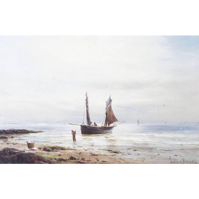 Gustave De Bréanski, Seascape Paintings, 19th-Century, Oil on Canvas, Framed, Set of 2 For Sale - Image 10 of 16