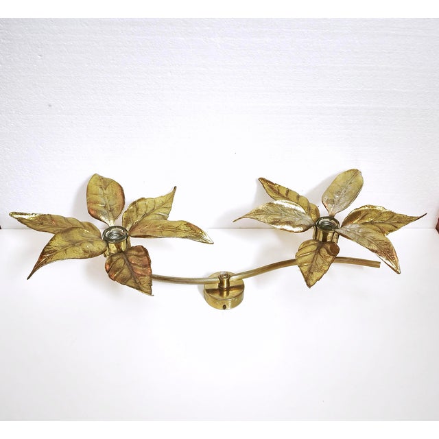 Vintage Brass Flower Wall Lamp by Willy Daro for Massive, Belgium, 1970s For Sale - Image 6 of 18