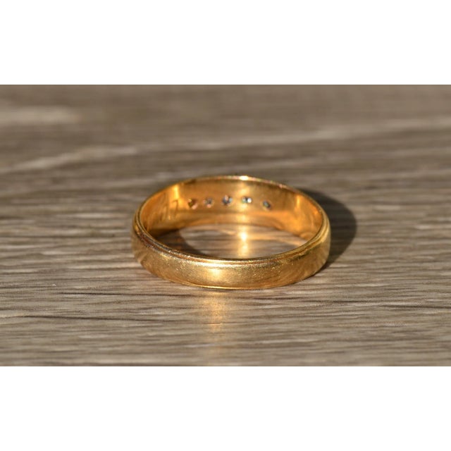 Contemporary The Runestad: Men's Vintage Engraved Yellow Gold and Diamond Wedding Band For Sale - Image 3 of 7