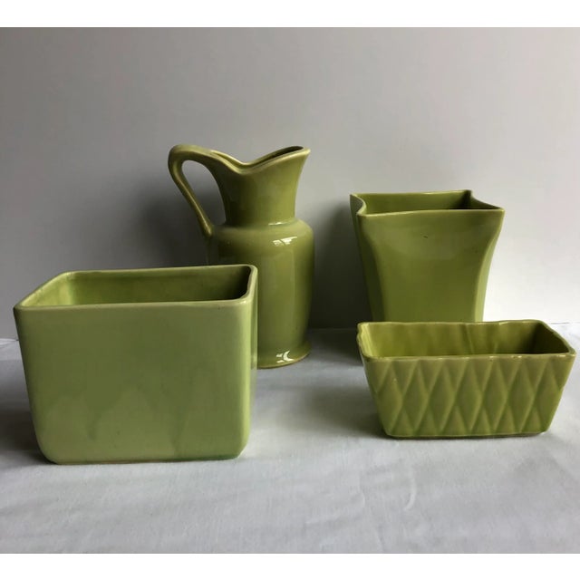 Mid 20th Century Green Pottery Collection - Set of 4 For Sale - Image 13 of 13