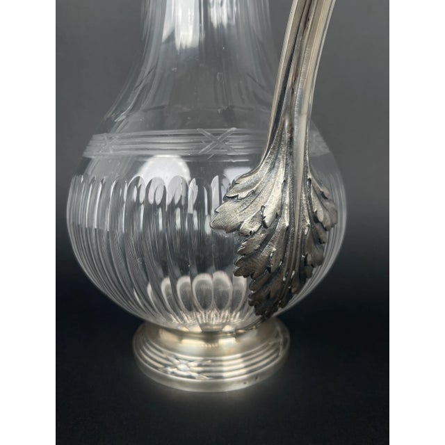19th Century French Sterling Silver & Crystal Pitcher by Tetard Freres For Sale - Image 4 of 12