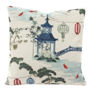 Kirin in Pearl Chinoiserie Pillow Cover For Sale