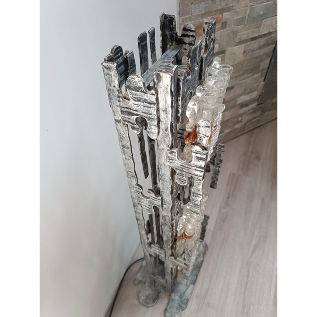 Metal Brutalist Floor Lamp attributed to Albano Poli for Poliarte, 1970s For Sale - Image 7 of 14
