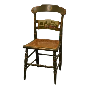 Genuine Hitchcock 1975 Limited Edition Edward Keith Hand Painted Side Chair - Thomas Jefferson's Monticello
