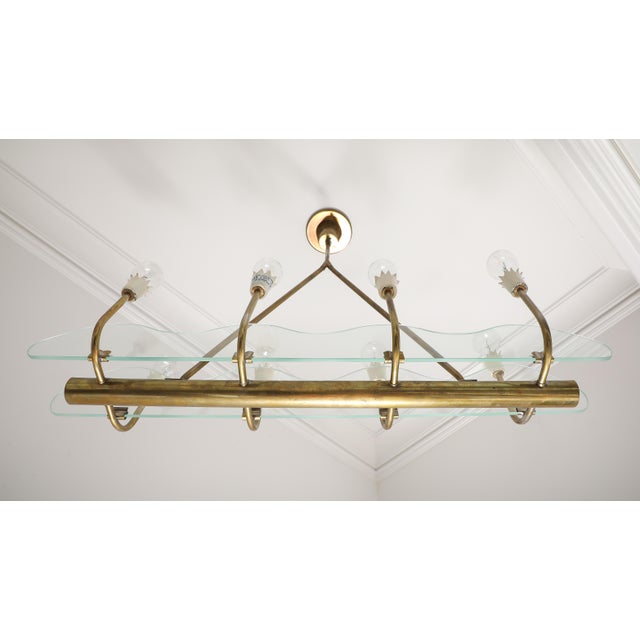 1930s Italian Art Deco Brass and Glass 8-Light Pendant For Sale In New York - Image 6 of 15