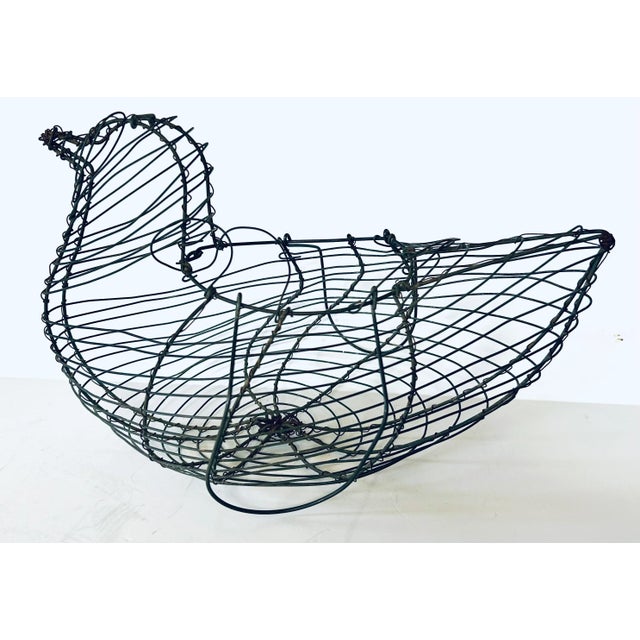 Farmhouse Vintage French Chicken Wire Egg Basket For Sale - Image 3 of 3