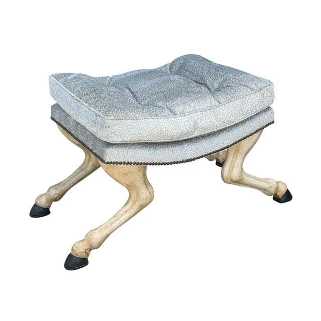 18th C Style Horse Leg & Hoof Vanity Stool or Bench by Randy Esada Designs For Sale In Los Angeles - Image 6 of 6