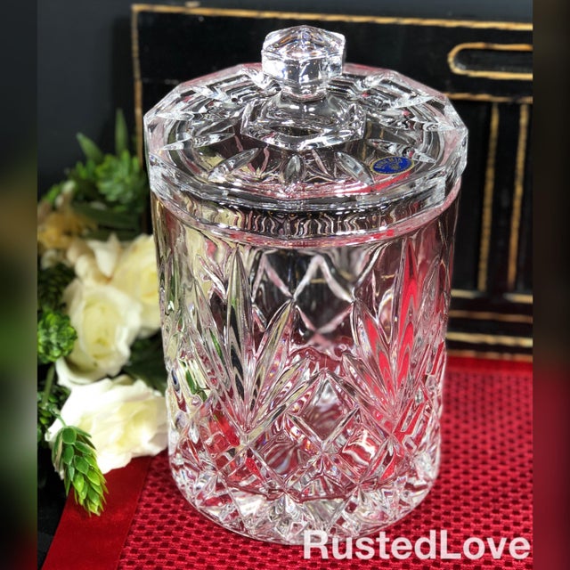 Lead Crystal Cut Glass Cookie Jar