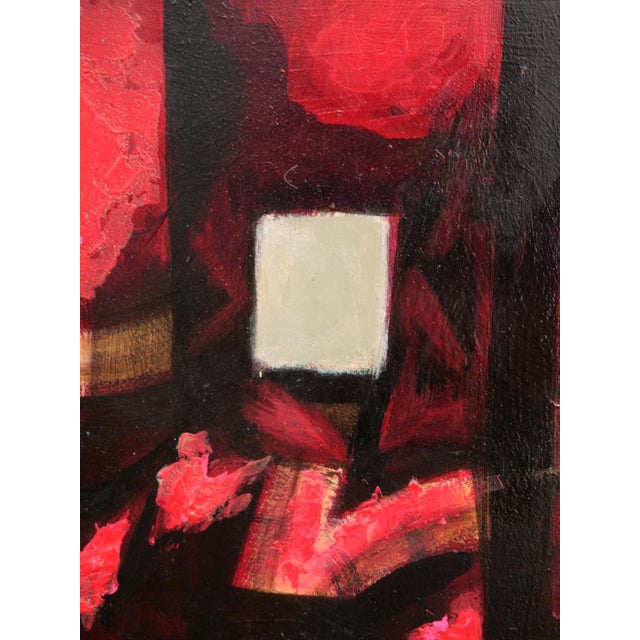 Red David Adickes "Red and Black Cubist with White" Modern Red-Toned Abstract Geometric Painting, 20th Century For Sale - Image 8 of 10