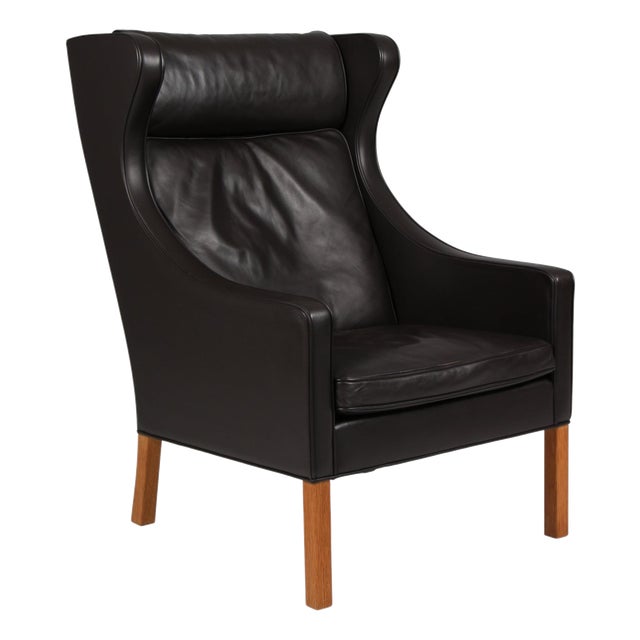 Model 2204 Wingback Chair in Leather by Børge Mogensen for Fredericia For Sale