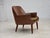 1970s, Danish armchair. Brown artificial leather, teak wood legs, seat cushion in furniture wool. Original good condition:...
