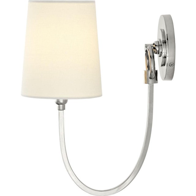 Reed Single Sconce in Polished Nickel with Linen Shade Designer: Thomas O'Brien Finish: Polished Nickel Height: 13" Width:...