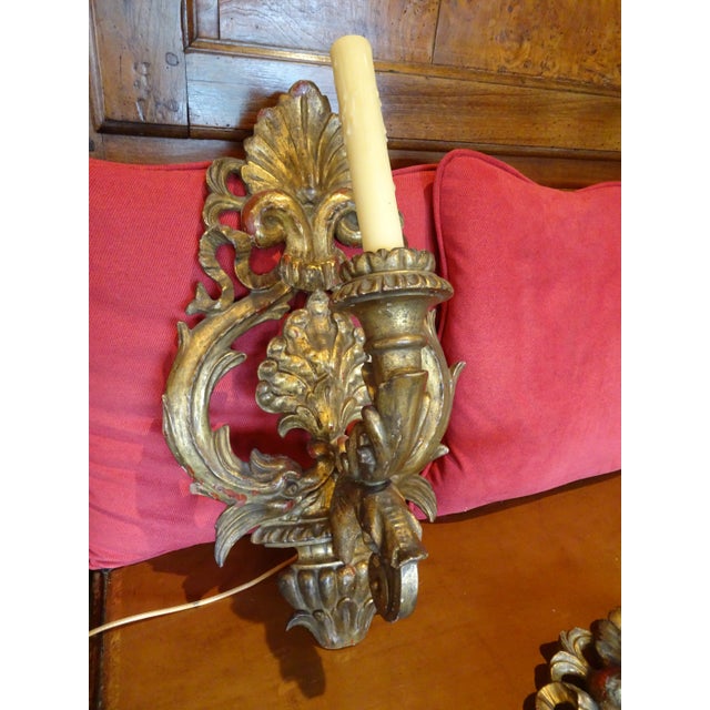 19th Century Italian Giltwood Sconces, a Pair For Sale - Image 12 of 13
