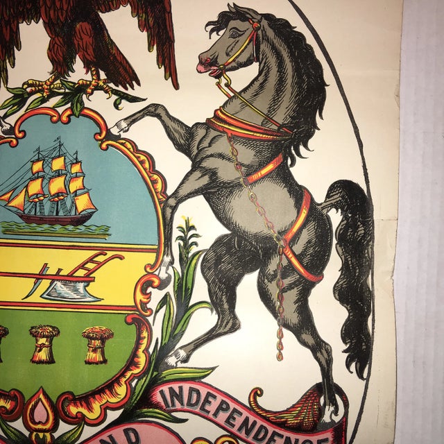 1900 - 1909 Early 20th Century Antique Pennsylvania Coat of Arms Lithograph Print For Sale - Image 5 of 11