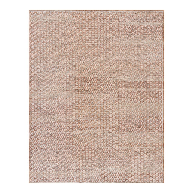 Rug & Kilim’s Modern Block Print Rug in Red and Pink with White Floral Pattern - 12x15 For Sale