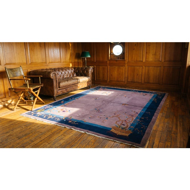 Rose Antique Chinese Peking Rug For Sale - Image 8 of 8