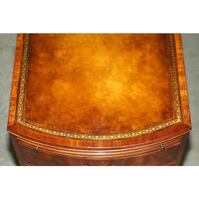 Regency Flamed Hardwood Bedside Chests of Drawers with Leather Tops, Set of 2 For Sale - Image 9 of 18