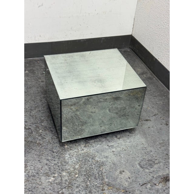 Transparent Bespoke Mirrored Cube Side Tables, Pair For Sale - Image 8 of 12