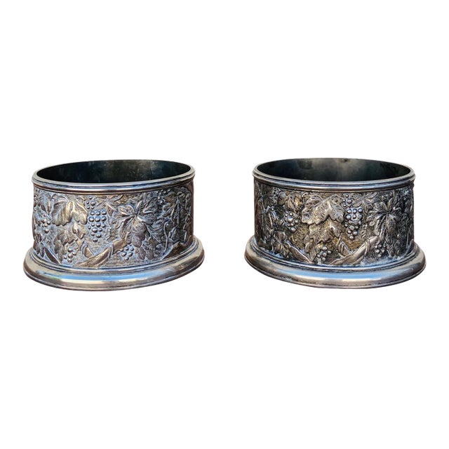 Pair of Late 20th Century Italian Silverplate Cup Holders For Sale