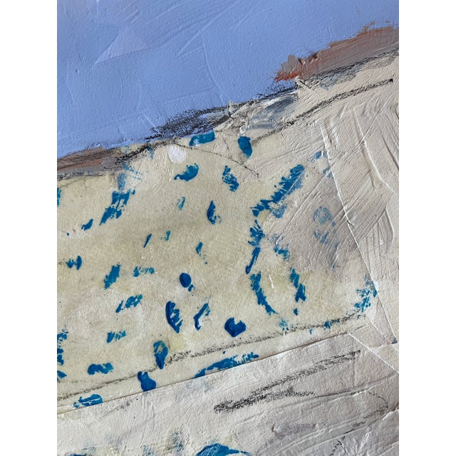 Collage made from a favorite old scarf that was damaged, hand printed tea paper, colored pencils and acrylic paint. This...