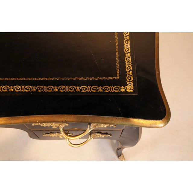 French Louis XV Black Ebonized Bureau Desk With Leather Top by Bodart For Sale - Image 10 of 10